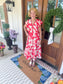 Red Flutter Sleeve Midi Dress
