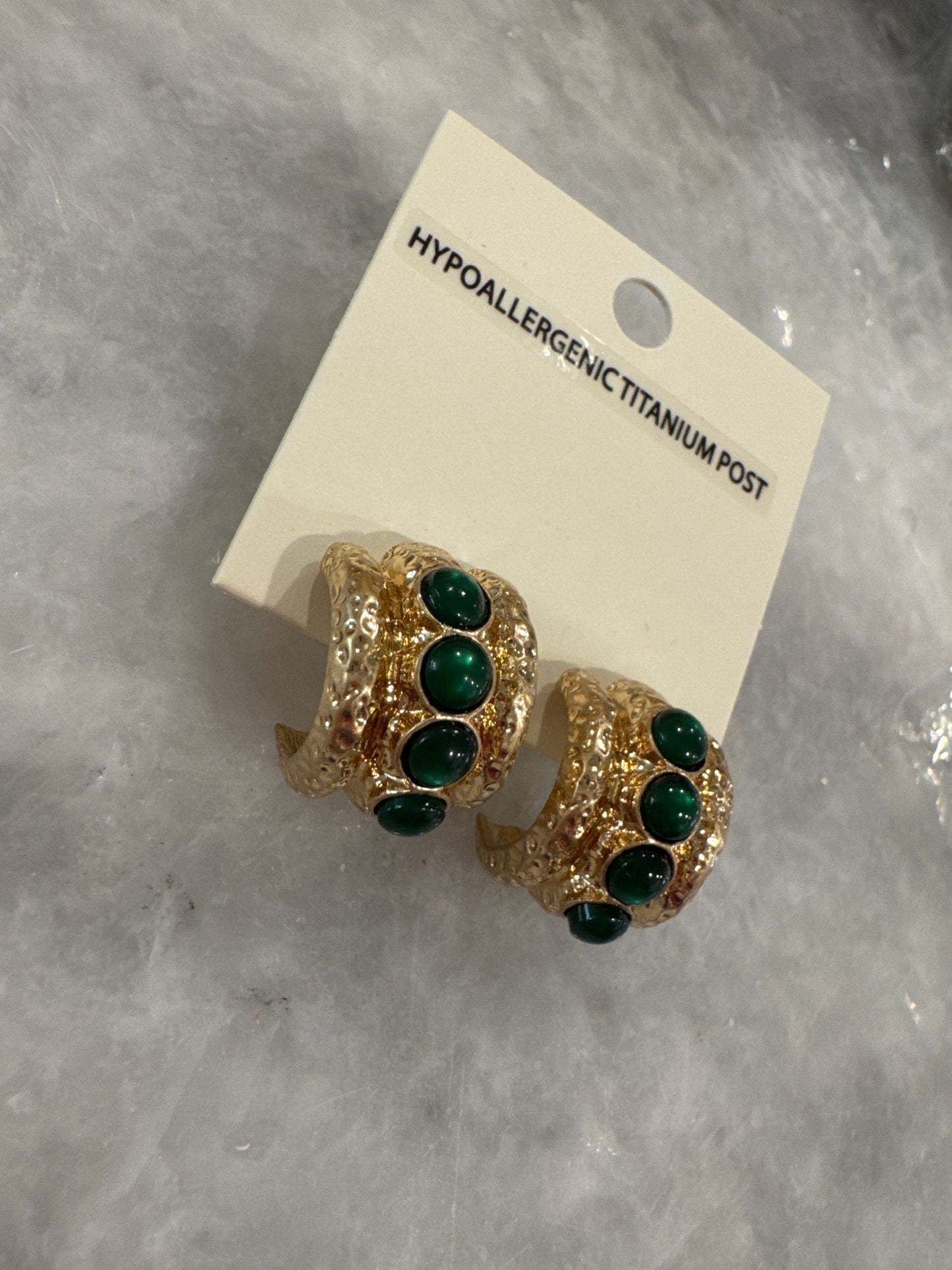 Emerald Cuff Hoop Earrings