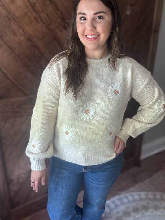 Flower Sweater Beige