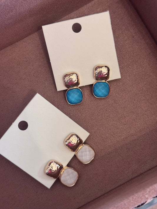 Stone Earring, White