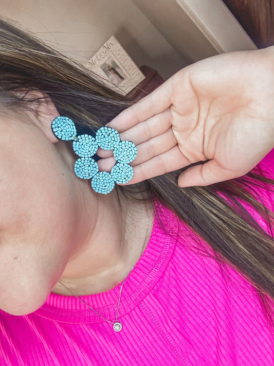 Blue Beaded Earrings