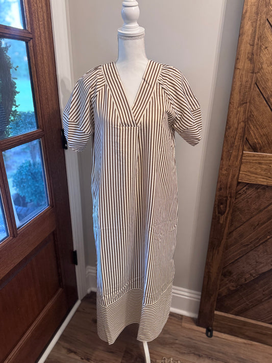 Brown Striped Midi