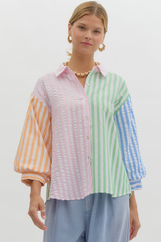 Pastel Stripe Button Up Shirt