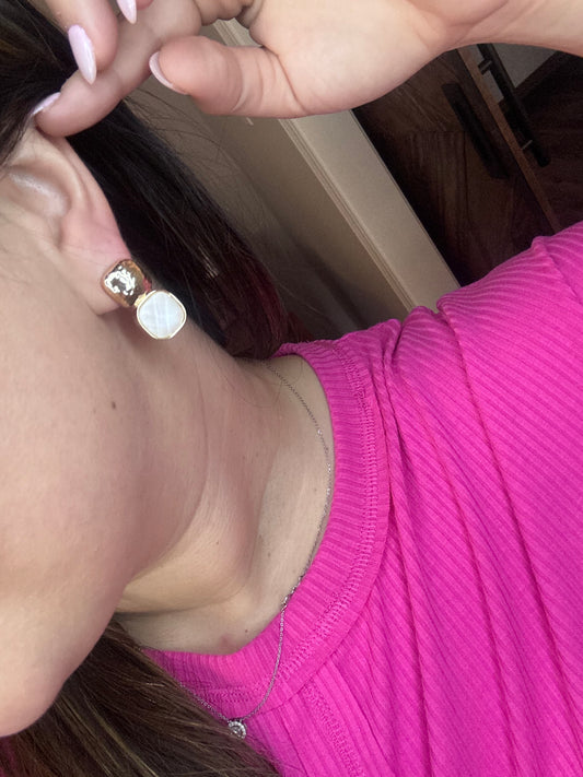 Stone Earring, White