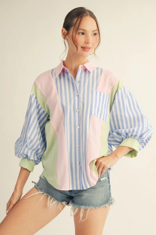 Pastel Stripe Button Down