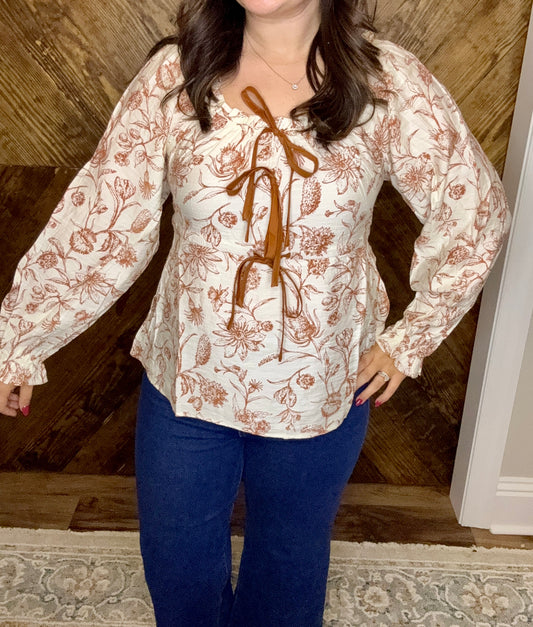 Floral Bow Tie Top