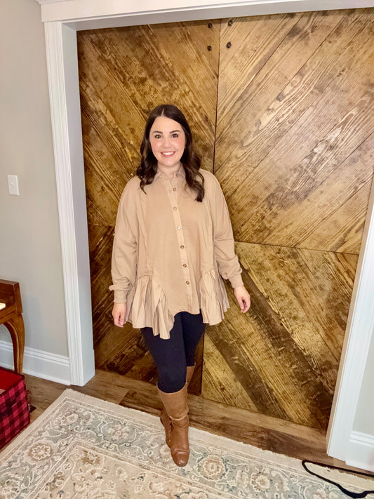 Taupe Ruffle Tunic