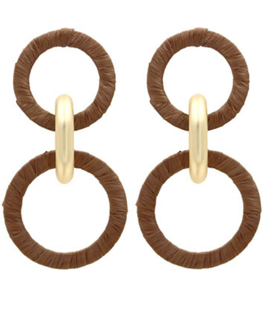 Brown Circle Drop Earrings