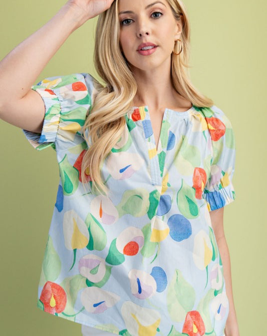 Blue Floral Top
