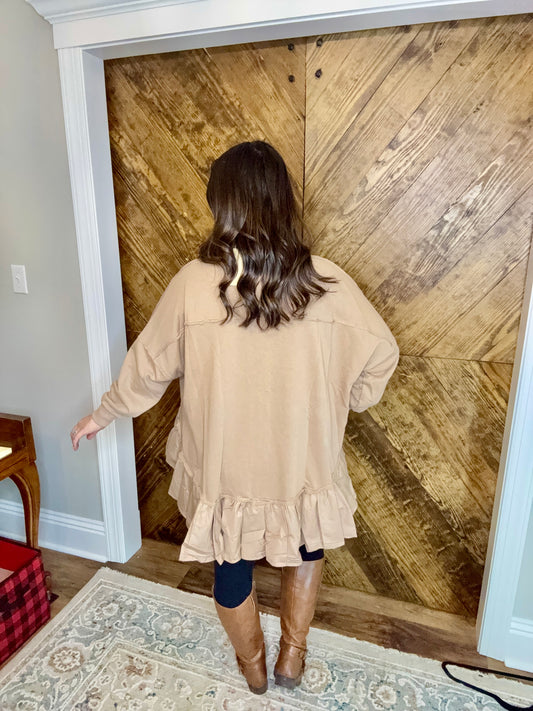 Taupe Ruffle Tunic