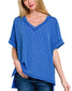 Corded Hi-Low V Neck Top
