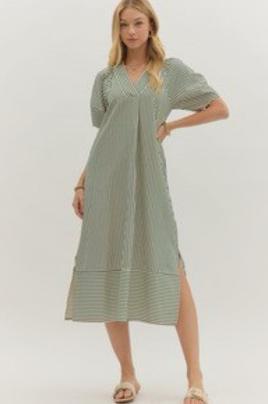 Green Striped Midi