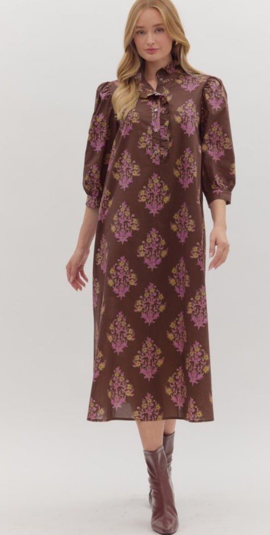 Mauve Printed Midi
