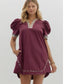 Leopard Detail Plum Dress