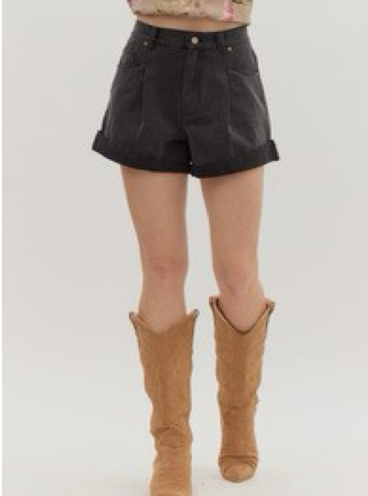 Black Cuffed Shorts