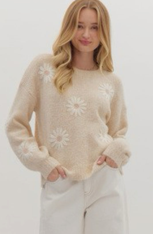 Flower Sweater Beige