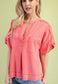 Coral Linen Top
