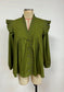 Olive Ruffle Top