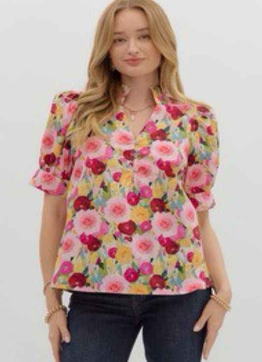 Pops of Pink Top