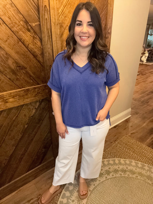 Corded Hi-Low V Neck Top
