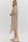 Brown Striped Long Sleeve Dress