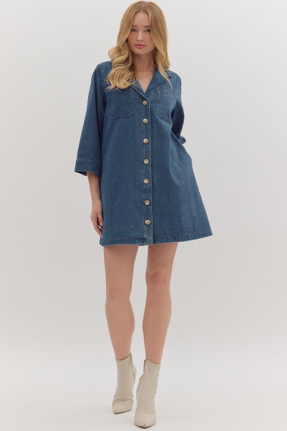 Denim Button Dress