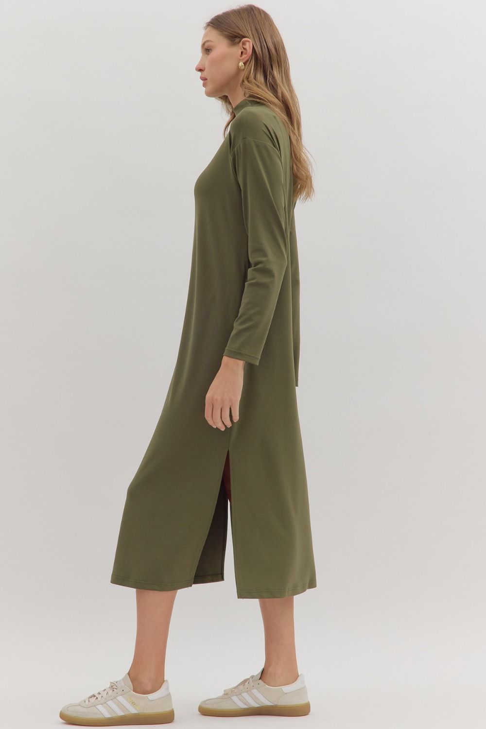 Olive Basic Mock Neck Dress