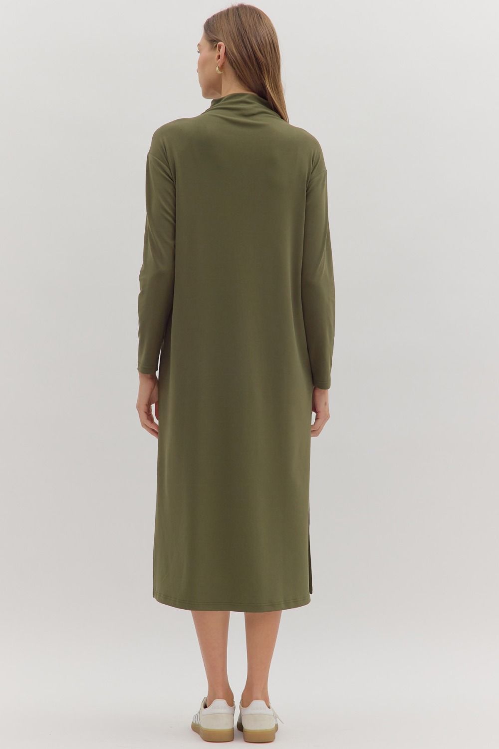 Olive Basic Mock Neck Dress