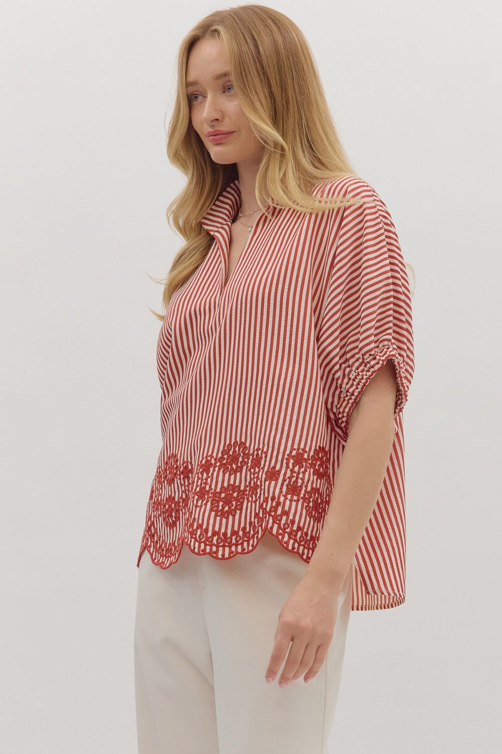 Red Scalloped Top
