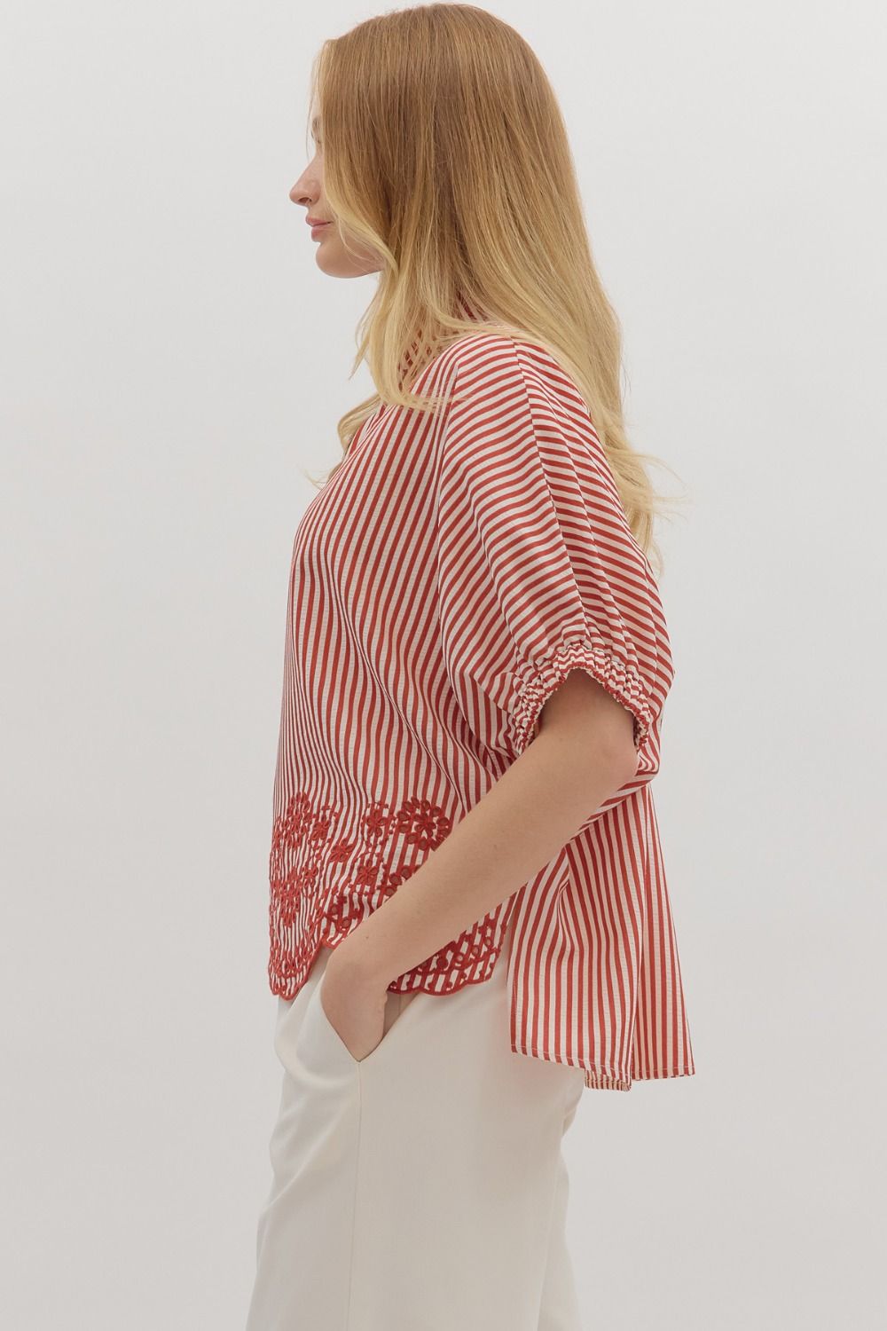 Red Scalloped Top