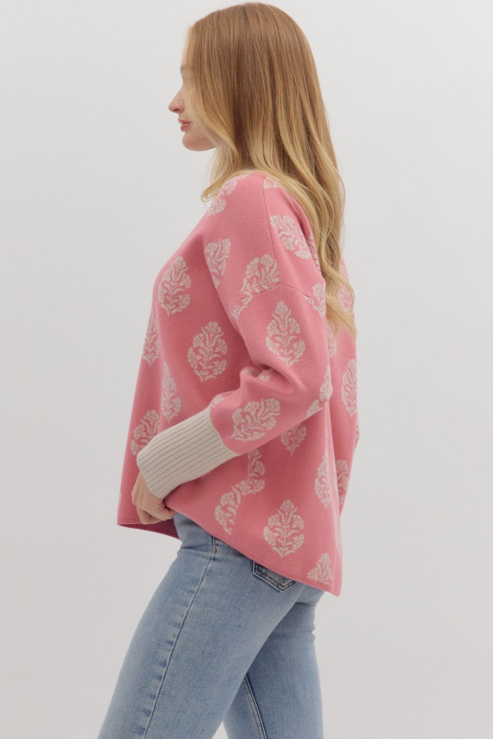 Pink Patterned Sweater
