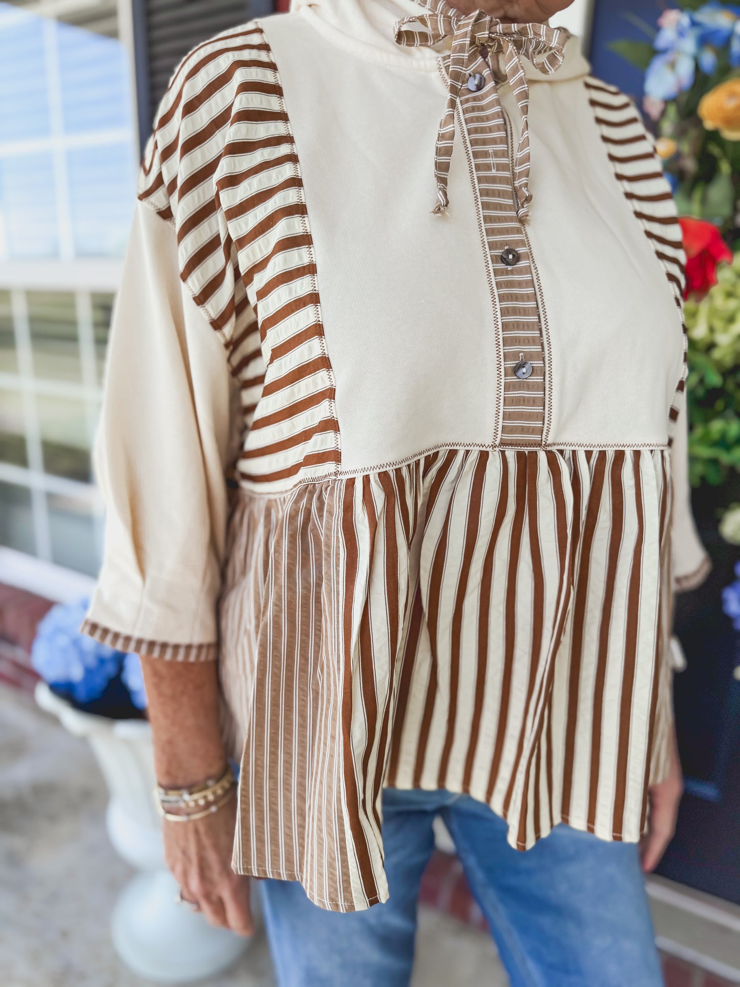 Striped Hoodie Top