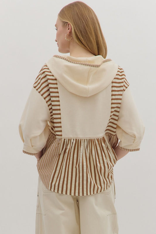 Striped Hoodie Top