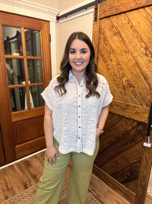Textured Button Down Top