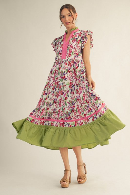 Berry Floral Midi