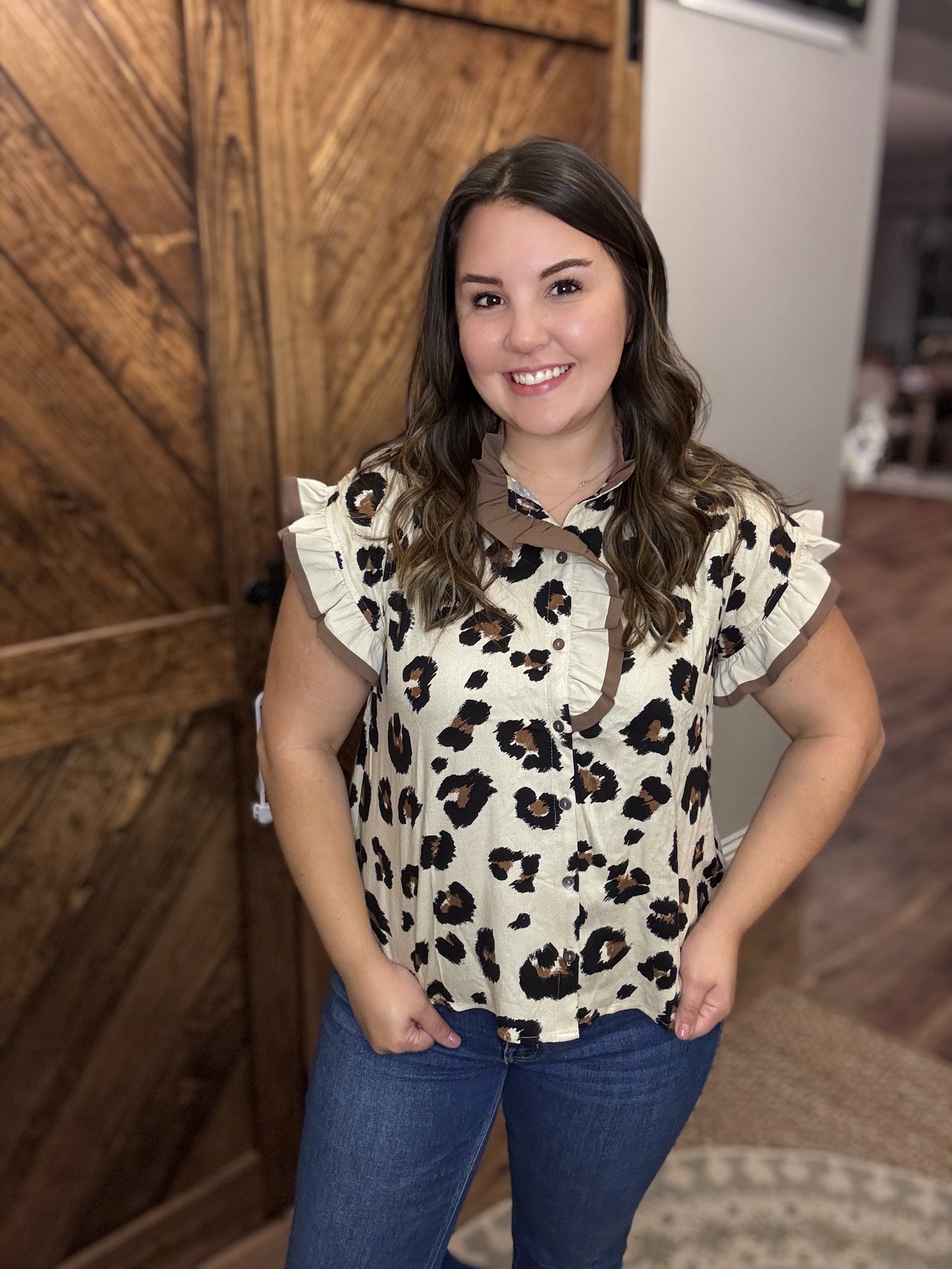 Leopard Ruffle Top
