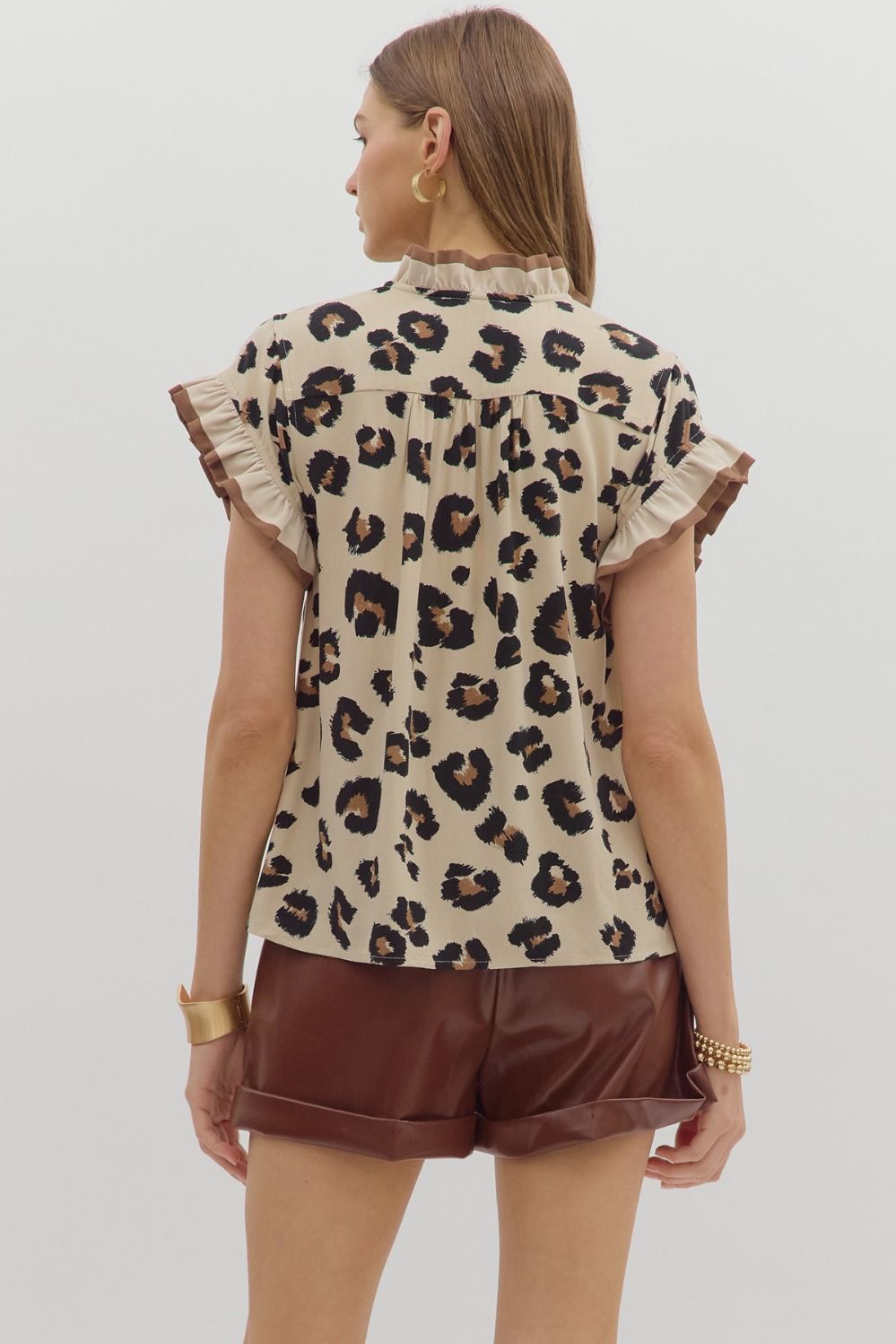 Leopard Ruffle Top