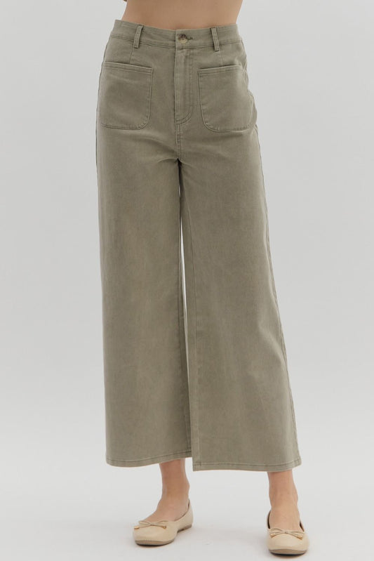 Olive Front Pocket Pants