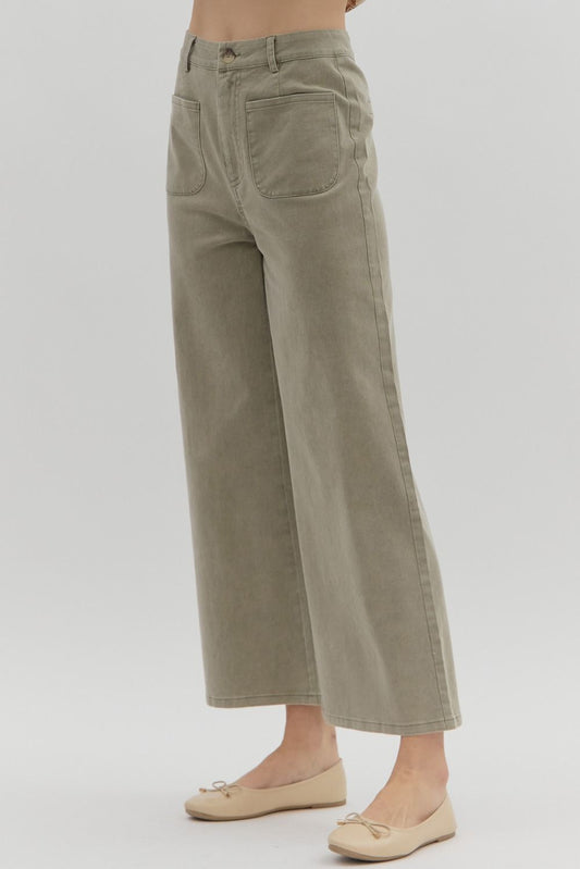 Olive Front Pocket Pants