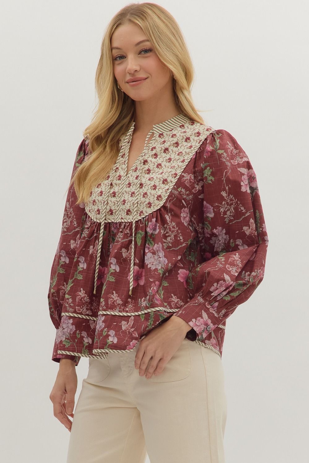 Burgundy Floral Top
