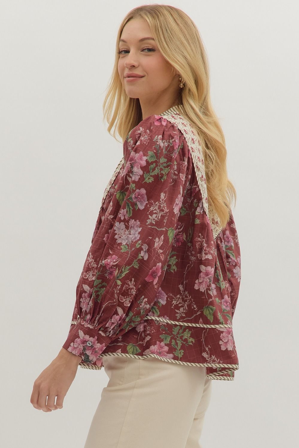 Burgundy Floral Top