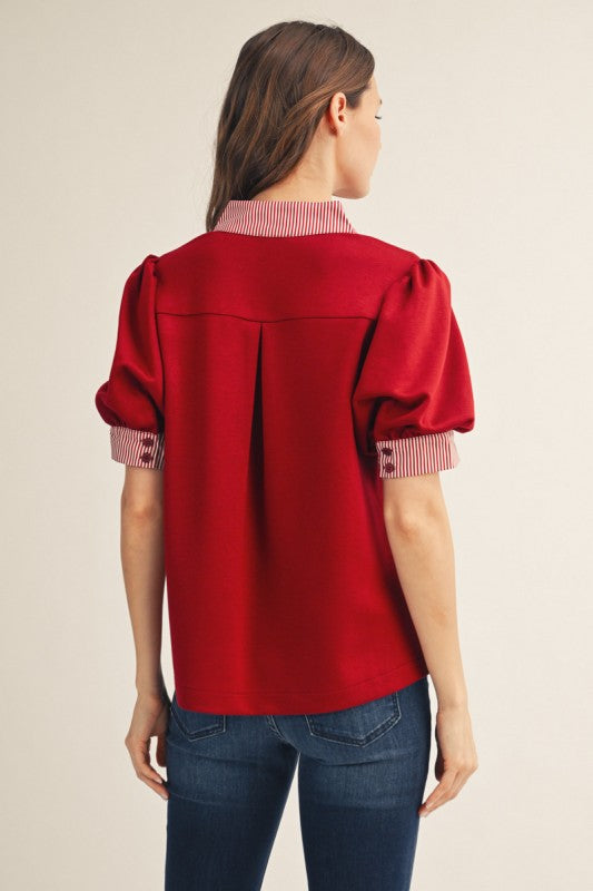 Burgundy Stripe Top