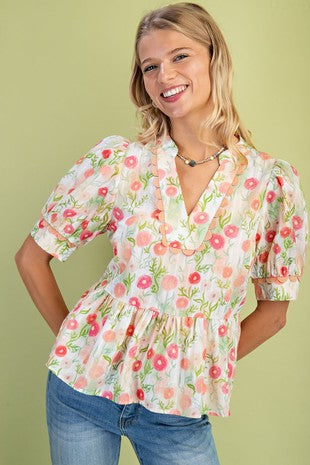 Peach Floral Top