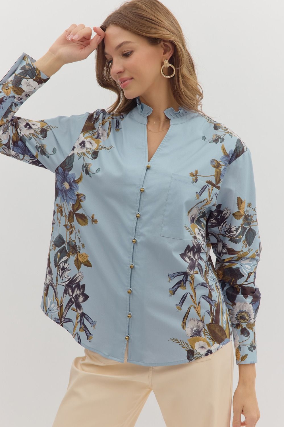 Blue Fall Florals Top
