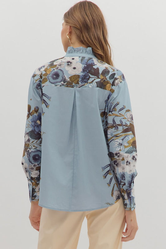 Blue Fall Florals Top