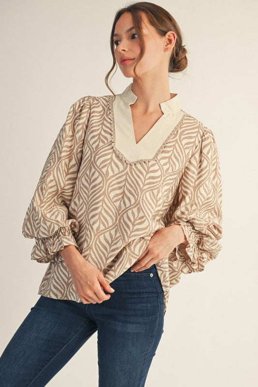 Taupe Print Top