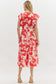 Red Flutter Sleeve Midi Dress
