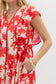 Red Flutter Sleeve Midi Dress