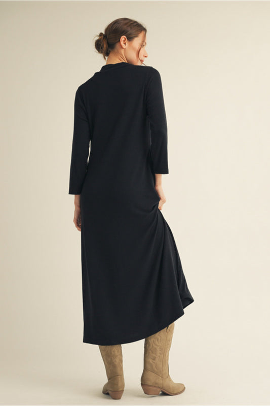 Black Mock Neck Midi