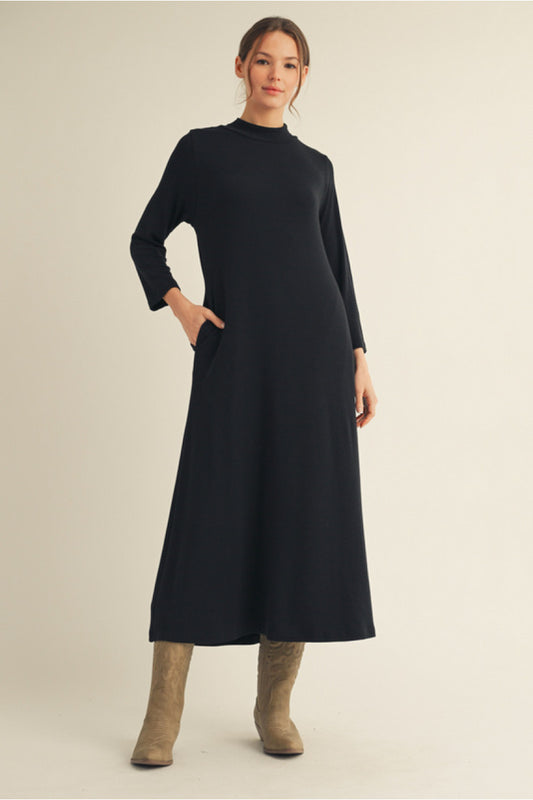 Black Mock Neck Midi